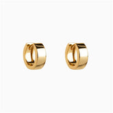Pair Of 925 Sterling Silver Gold PVD Plain Thick Huggy Minimal Hoop Earrings